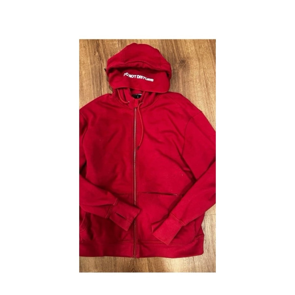 Scottevest Do Not Disturb Full Zip Jacket Hoodie Red Large Long Sleeve Pockets